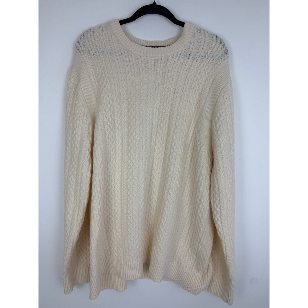 NWT Free Assembly Mens Fishermen Cable-Knit Cozy Cream Long Sleeve Sweater XL